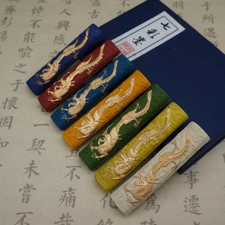 

Chinese Color Ink Stick Solid Inks Chinese Painting Ink calligraphy Inkstick 7pcs/set in 7colors 7 Dragons inks
