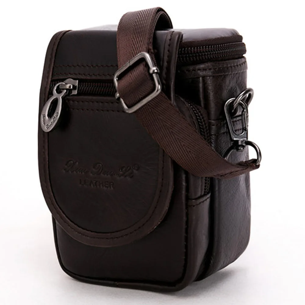 جلد البقر الرجال الخصر حزمة الكتف Crossbody حقيبة الأزياء حزام الخصر حزمة مراوح الهاتف السجائر حالة حقيبة محفظة