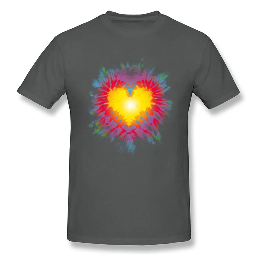 Tie Dye Heart Graphic Leisure Tops Shirts O-Neck ostern Day Pure Cotton Short Sleeve T Shirt for Men Printed On Tee-Shirts Tie Dye Heart carbon