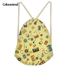 Coloranimal женский рюкзак мешок с кулиской, музыкальным принтом, Мужской Детский кошелек, рюкзак, маленькая сумка на плечо, школьная сумка для мальчиков и девочек