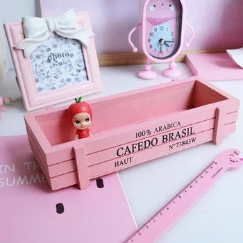 

Coloffice Cute Desktop Storage Stationery desk organizer holder Wooden Small Storage Multifunctional Home Desktop Decoration