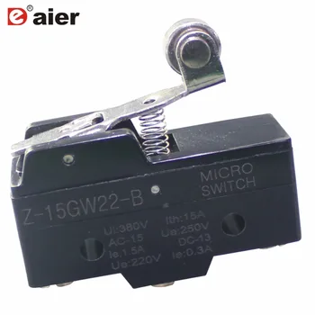 

2Pcs Micro Switches Short Roller Hinge Lever Black Limit Switch 15A 250VAC 1NO 1NC Z-15GW22-B Microswitch With 3 Pin
