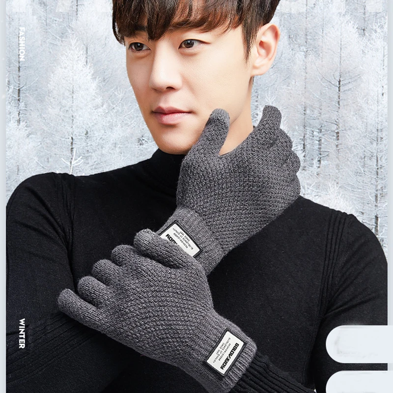 Для женщин/Для Мужчин Вязаные перчатки Сенсорный экран высокое качество мужской Утолщаются теплая шерсть кашемир перчатки зимне-осенние