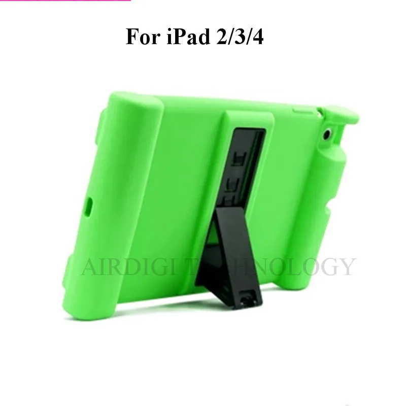 Уникальный Ударопрочный Мягкий силиконовый чехол с подставкой Чехол для Apple iPad 2/3/4 защитный ударостойкий чехол для дома Для детей студентов - Цвет: green