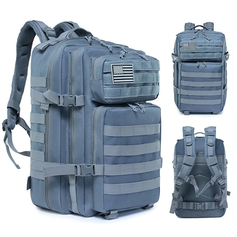 45л Военный Тактический Рюкзак Molle армейский штурмовой мешок походный охотничий рюкзак Открытый EDC водонепроницаемая сумка дорожный рюкзак - Цвет: Gray
