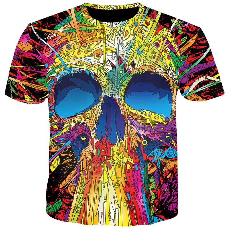 Cloudstyle Colorful Skulls Tshirt 3D Print Men Women Waterfall Skulls
