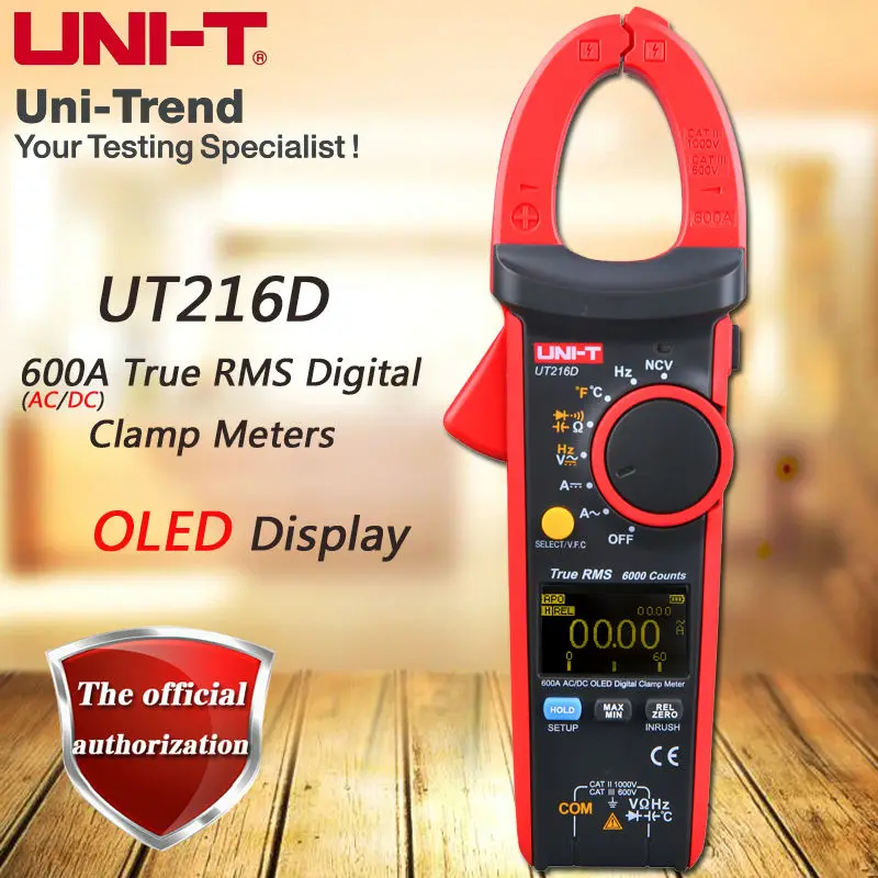 Цифровой измеритель зажим UNI T UT216D AC/DC 600A True RMS/относительное измерение/испытание