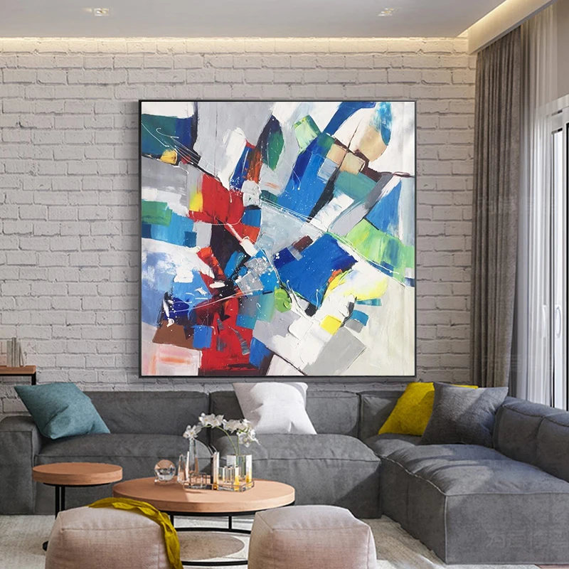 

Abstract art canvas oil painting wall art pictures for living room home wall decor original acrylic thick texture quadros caudro