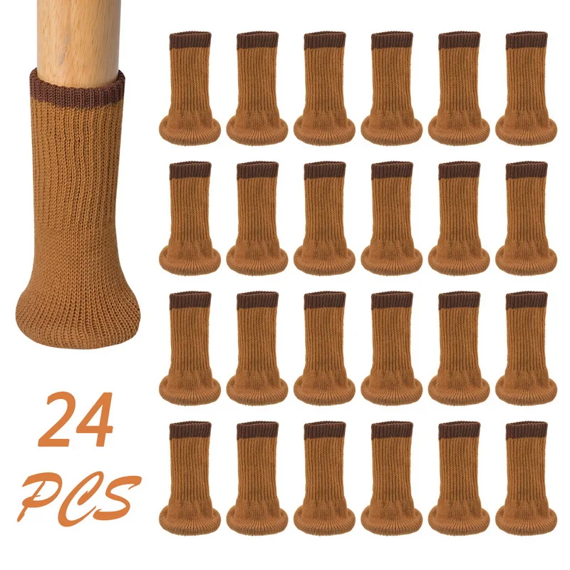 

DIDIHOU 24pcs/set Chair Socks Cover Floor Protection Knitting Wool Socks Anti-slip Table Furniture Feet Sleeve Cover Protector