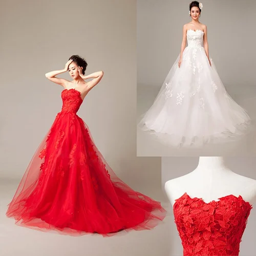 Red Open Back Wedding Dresses