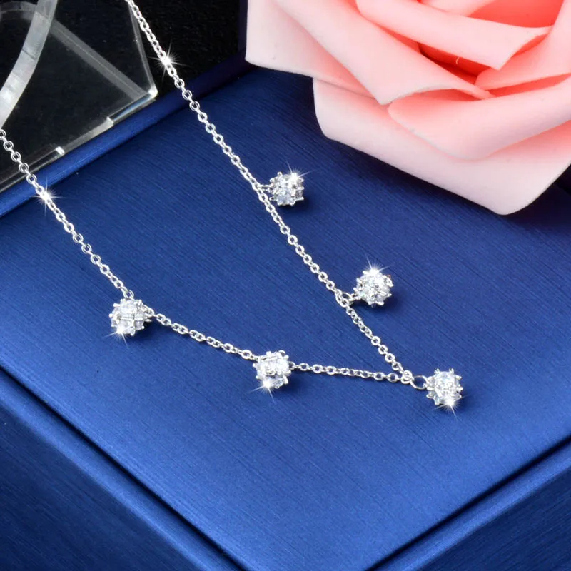 

SINLEERY Chian With Five Colorful Tiny Beads Choker Necklace Multicolor White Color Round Crystal Necklace Jewelry XL029 SSB