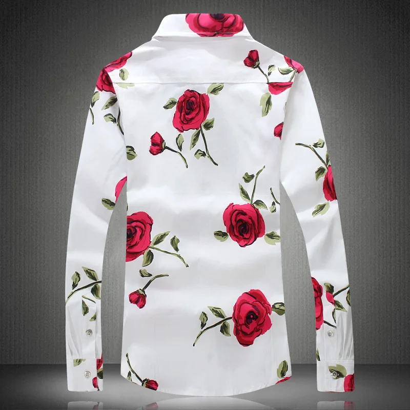 SHANBAO индивидуальность бренда модное платье с розами мужская Тонкая футболка с длинными рукавами Новинка осени высокого качества хлопчатобумажная рубашка белого цвета
