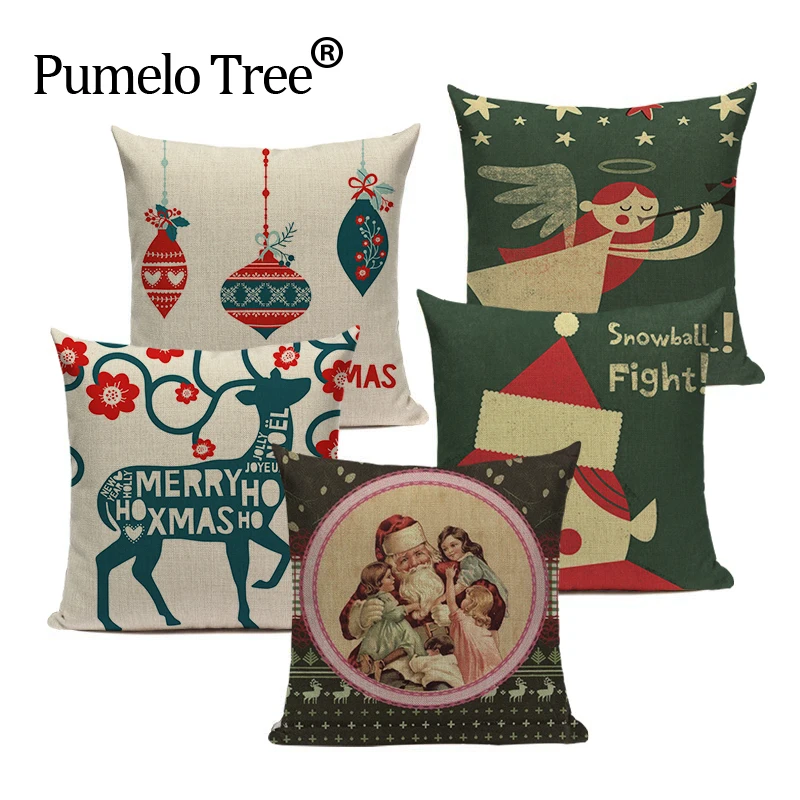 Luxury Christmas Cushion Covers Linen Car Home Dorm Decoration Square