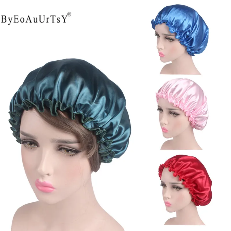 

3pcs/Lot Sleepingg Cap Satin Bonnet Night Head Cover Sleeping Soft Hair Turbans for Women and Girls