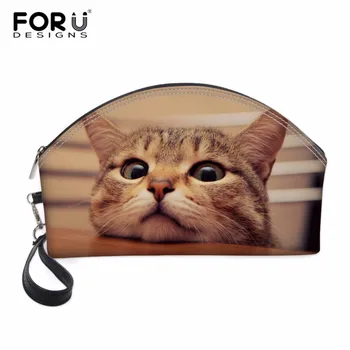 

FORUDESIGNS Cat Women Clear Cosmetic Bags PUToiletry Bags Travel Organizer Necessary Beauty Case Makeup Bag Wash Make Up Box