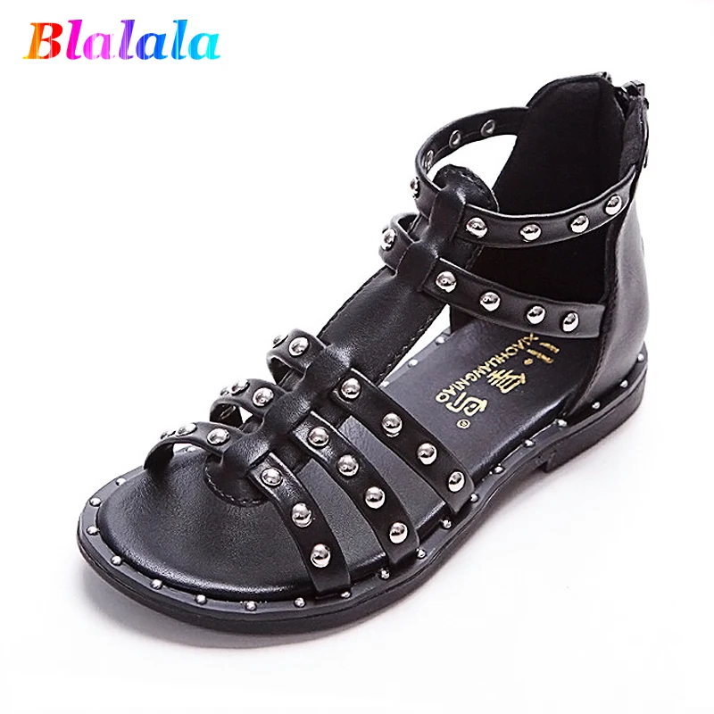 

Summer new fashion circle rivet rome hollow PU baby girls sandals kids quality beach shoes children Brand Designer sandals