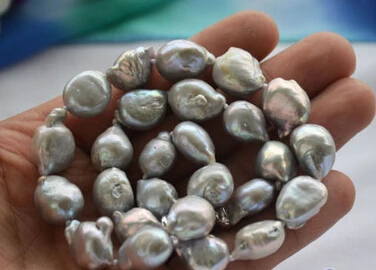 

Miss charm Jew.722 17" GRAY BAROQUE KESHI REBORN PEARL NECKLACE