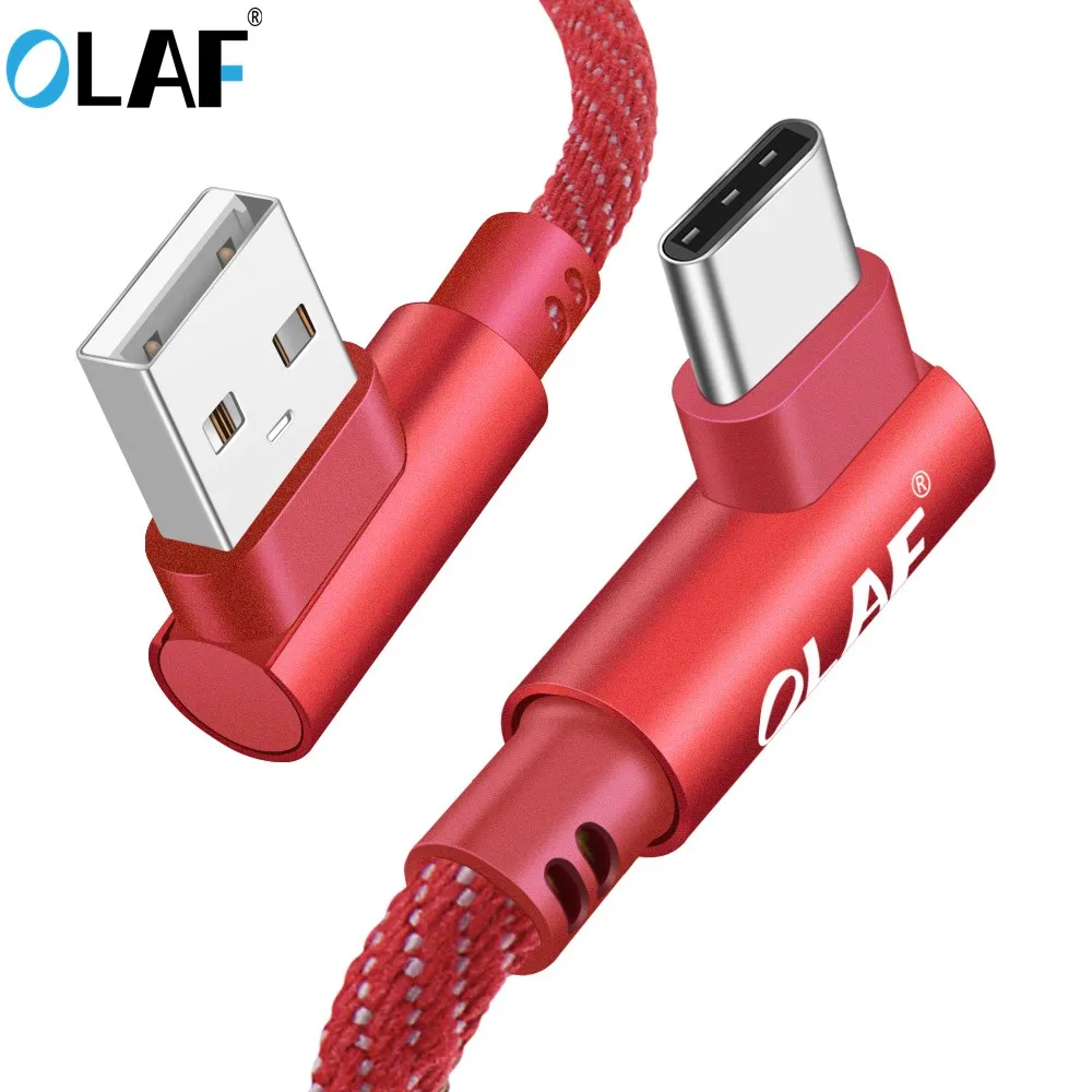 

USB Type C 90 Degree USb C cable Type-c data snyc Cord Charger usb-c For Samsung Xiaomi mi8 mi6 oneplus 6t 6 Fast Charging cable
