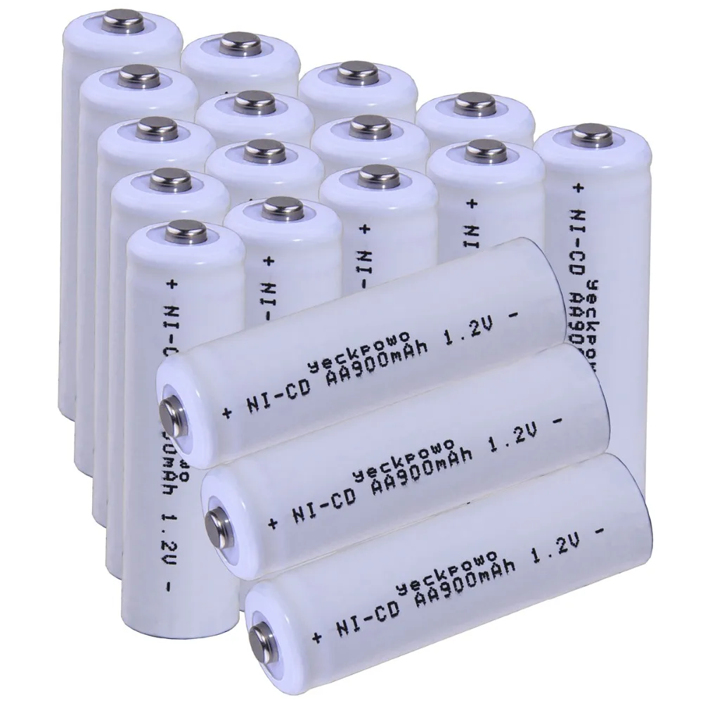 

Real capacity! 18 pcs AA 1.2V NICD AA rechargeable battery 900mah for camera razor toy remote control flashlight yeckpowo