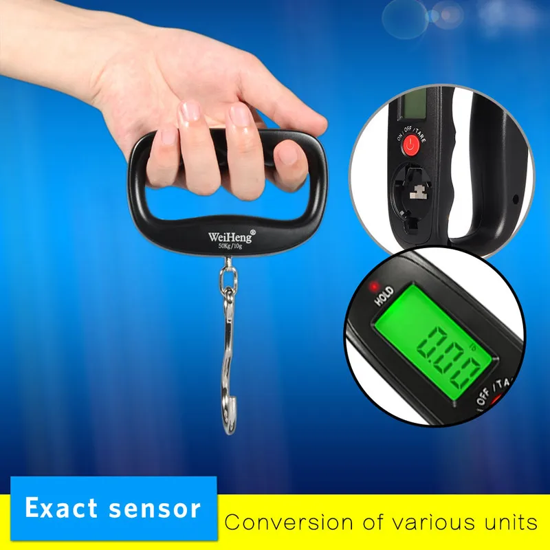 

Portable Pocket Scale 50kg 10g LCD Digital Electronic Hand Held Hook Belt Luggage Hanging Scale Backlight Balance Weighing