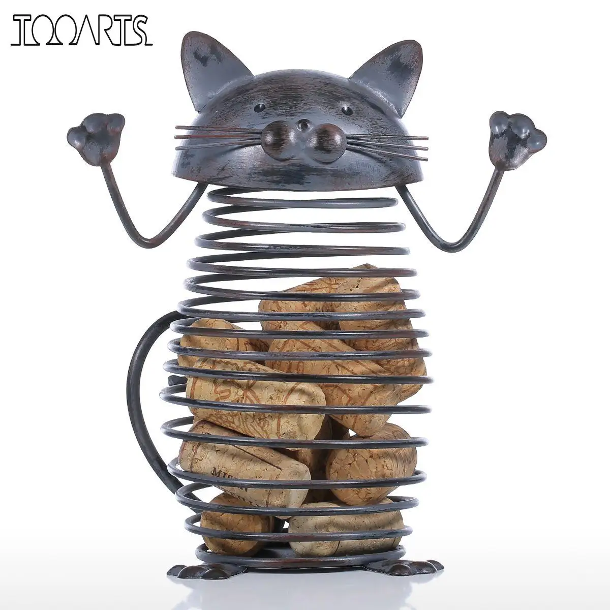 Portabottiglie A Forma Di Gatto Tooarts - Scultura In Metallo Per Decorazione Casa, Bar O Ristorante