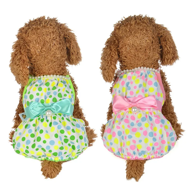 

Pet Spring Summer Dress Pink Dot Skirt Fashion Puppy Dog Princess Dress Dog Dot Skirt Dress For Dogs