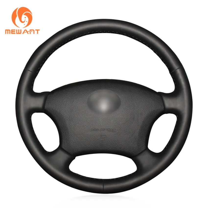 

MEWANT Black Genuine Leather Car Steering Wheel Cover for Toyota Land Cruiser Prado 120 2004-2009 Land Cruiser 1995-2007 Tacoma