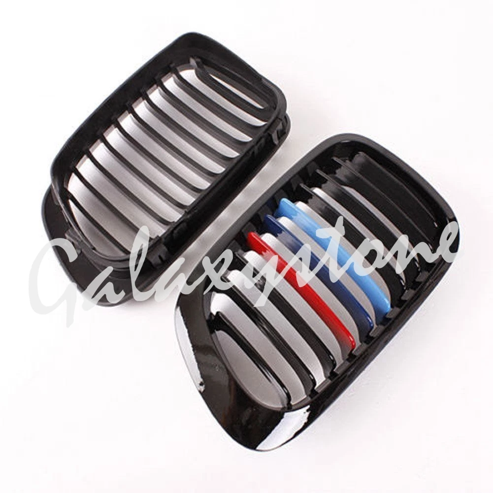 

M Color Glossy Black Kidney Grill Grille for BMW E46 3-Series 2Dr 1998 1999 2000 2001