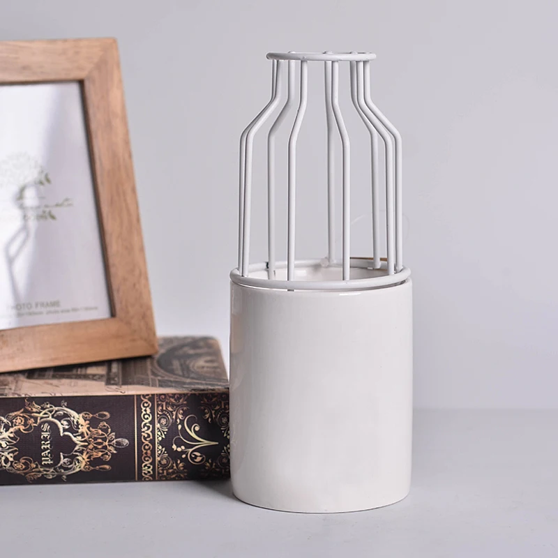 Креативная Геометрическая кованая клетка для птиц, керамическая ваза, цветочный горшок, Цветочная композиция, стеклянная подставка для цветов, украшение для дома, Париж