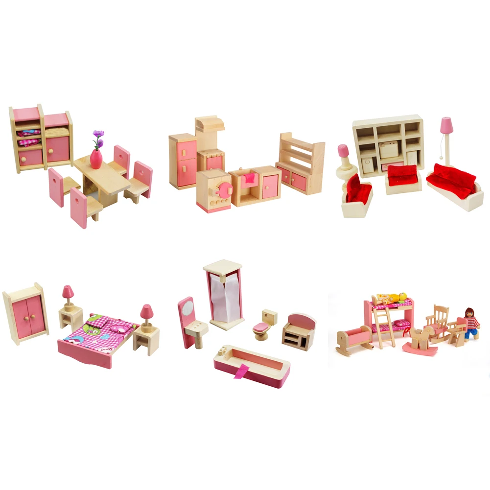 دمية خشبية الأثاث للدمى اطفال مسرحية التمريض غرفة نوم المطبخ 6 غرفة مجموعة دمية للأطفال لعب الأطفال لعبة دمية خشبية الأثاث للدمى اطفال مسرحية التمريض غرفة نوم المطبخ 6 غرفة مجموعة دمية للأطفال لعب الأطفال لعبة
