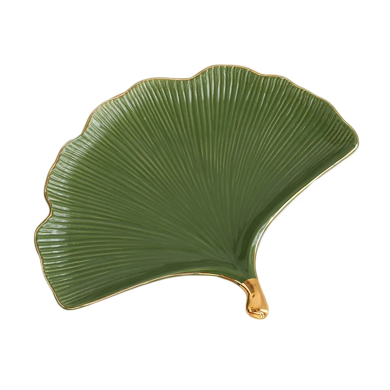 7inch SaiDeKe European style Golden Ceramic Ginkgo Leaves Storage Trays