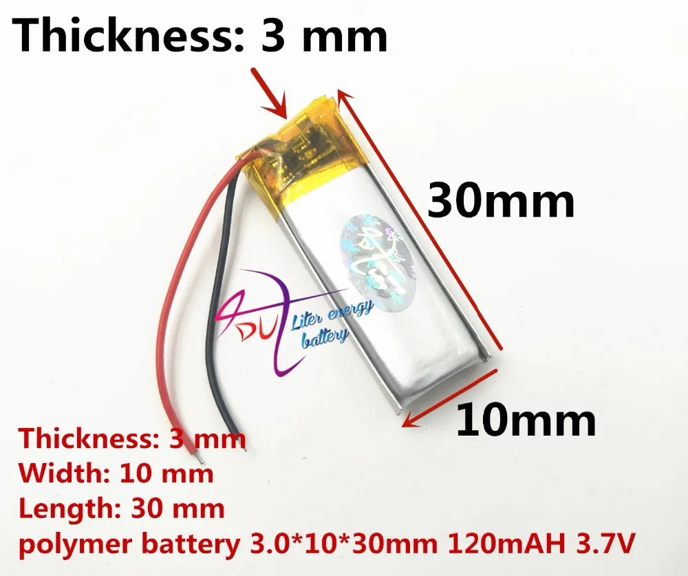 Литровая батарея, bluetooth-гарнитура, аккумулятор 301030, 3,7 в, 120 мА/ч, полимерная литиевая батарея, 301230, маленькая игрушка, ручка для записи звука