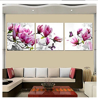 

Purple Pink Blue Wall Painting Flower Oil Painting on Canvas 3 piece Canvas Art HD Prints Wall pictures for Living Room