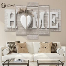 5 панелей LOVE HOME HD печатные картины на холсте настенные наклейки Декор для дома настенные художественные Современные настенные картины Модульная картина