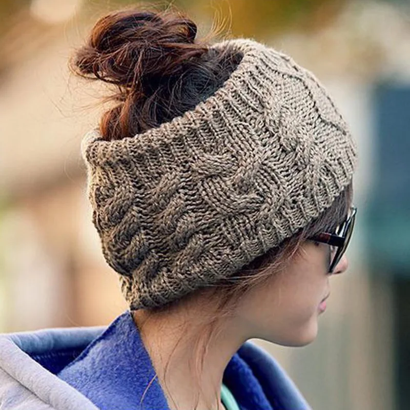 

New Warm Knitted Crochet Twist Hat For Women's Winter Ear Warmer Retro Elastic Turban Hair Accessories Beanie Hat Drop Shipping