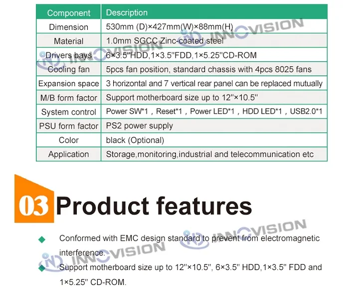 2U чехол для ноутбука для ATX M/B с 7half-length PCI PCIe expanional отделения для карточек