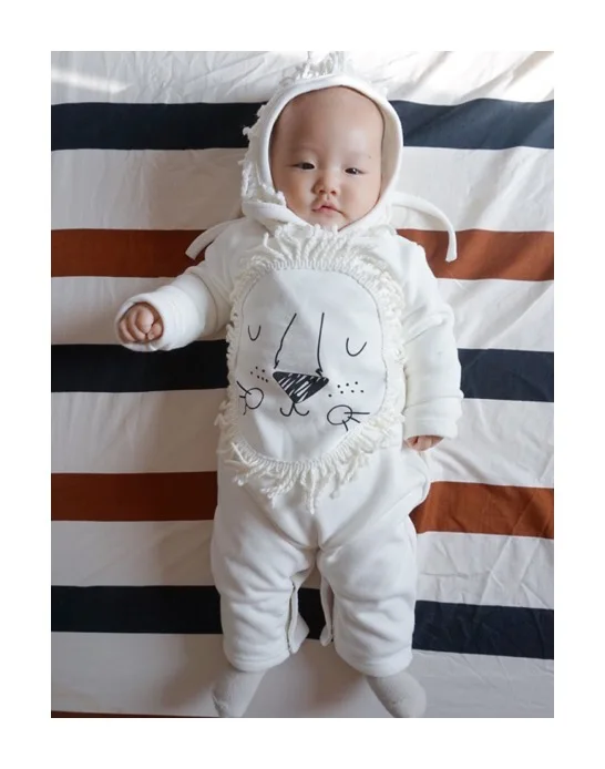 Лев Ребенка Комбинезон 2016 Новый Рождественский Детская Одежда Палевый Печати с