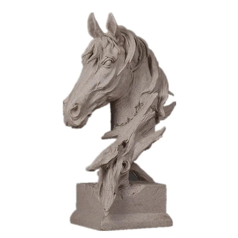 Львиная лошадь двухголовая Волчья Голова бюст скульптура животное гостиная песчаник ремесла украшение дома аксессуары R100