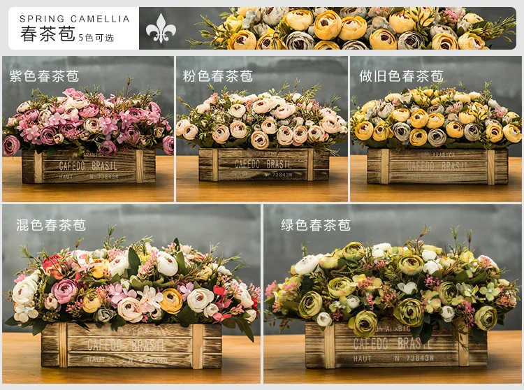 20 American Styles Artificial Flower plants Wooden Palisade Decoration Flower For Living Room Balcony 20 American Styles Artificial Flower plants Wooden Palisade Decoration Flower For Living Room Balcony