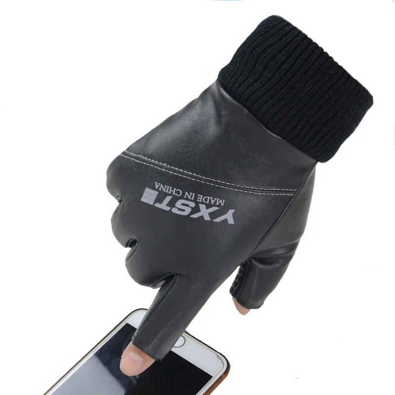 Длинные перчатки из искусственной кожи мужские перчатки с двумя пальцами эластичные водонепроницаемые спортивные перчатки на весну и зиму без скольжения luvas