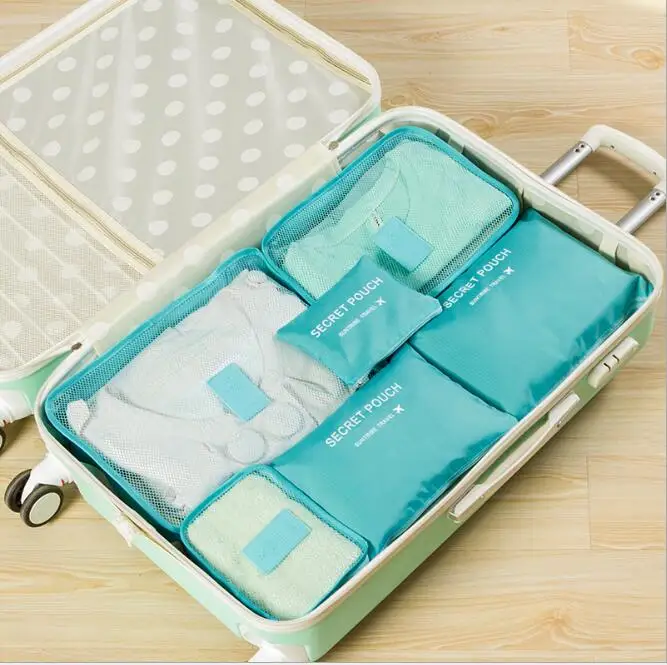 6 шт. дорожная сумка для хранения Набор для одежды аккуратный Органайзер сумка чемодан домашний шкаф разделитель контейнер Органайзер - Цвет: Небесно-голубой