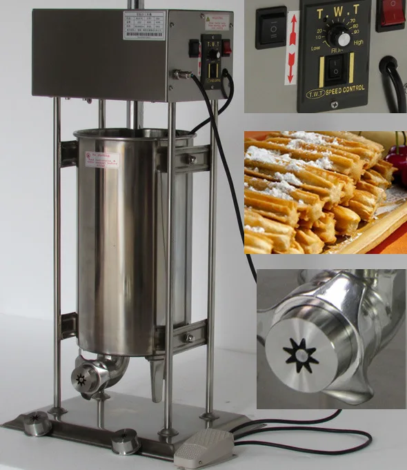 30L electric automatic churros maker machine commercial stainless steel  Sausage Stuffer Filler Spanish churro making machine - AliExpress