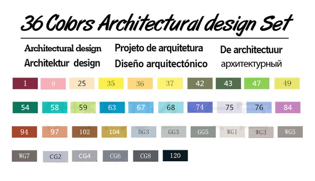 Touchfive 36/48/60/72 Цвета художника с двойной головкой Маркер Комплект жирной алкогольных Эскиз маркер для рисования ручка для анимация дизайн Манга - Цвет: 36 architectural