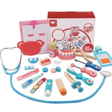 Деревянный Детский медицинское оборудование играть семья Моделирование игрушка «Доктор» комплект для девочек медсестра докторский стетоскоп