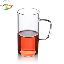 4 шт./партия 330 мл прямая Цветочная термостойкая Стеклянная Зеленая чайная чашка с ручкой-высококачественное многоразовое стекло