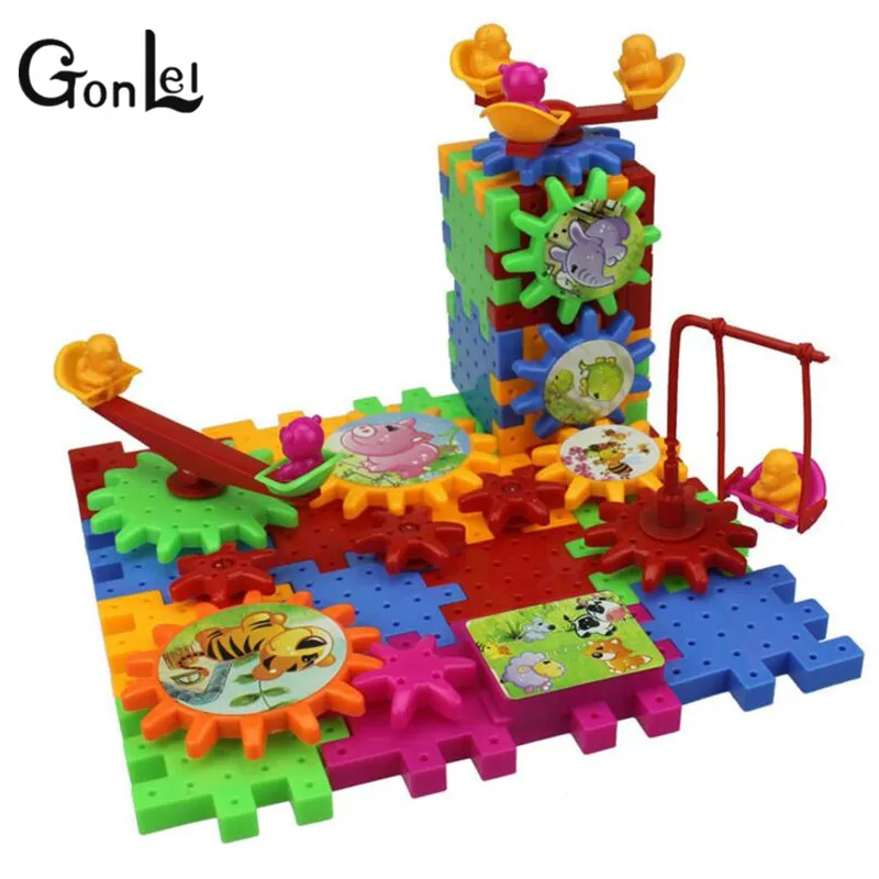 

GonLeI 81pcs Children's Plastic Building Blocks Toys Kids DIY Creative Educational Toy Gear Blocks Toys for Children ZB-G149
