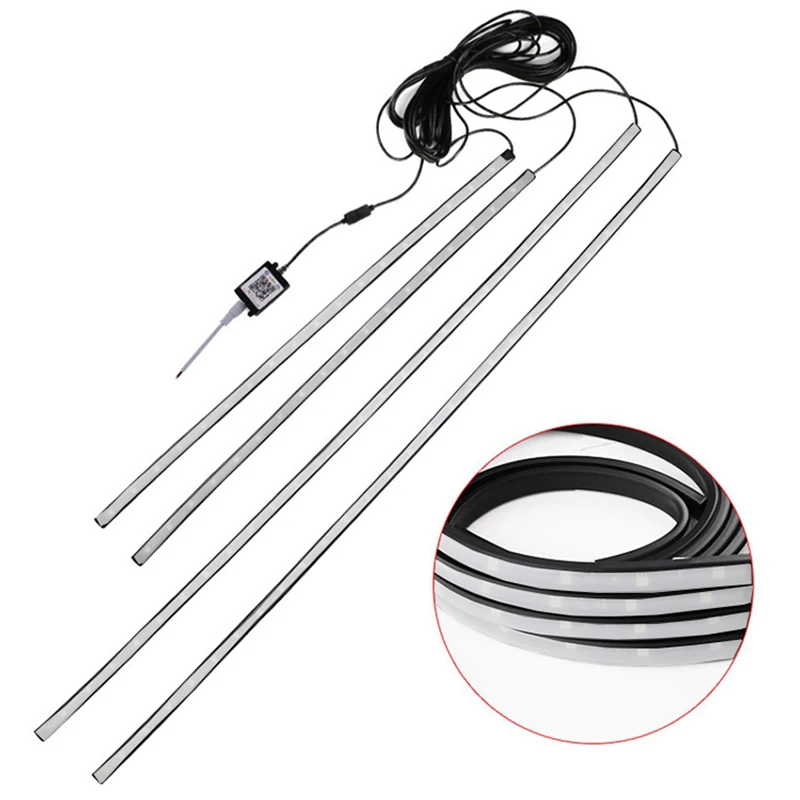 Ceny Niscarda 4 sztuk 12V IP65 Bluetooth kontrola aplikacji listwy rgb led pod samochód 60 90 120cm rury świecących podwozia systemu lampa neonowa