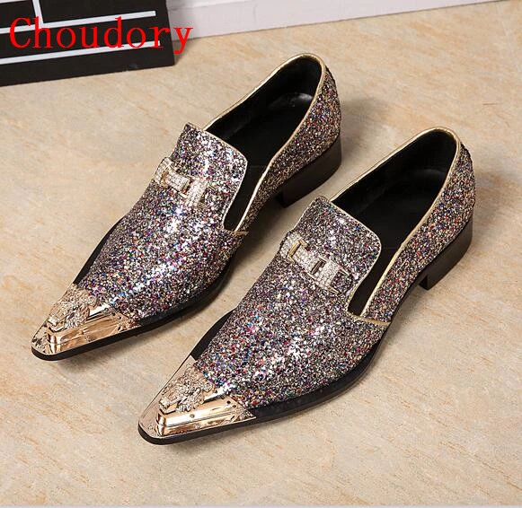 metallic dress shoes