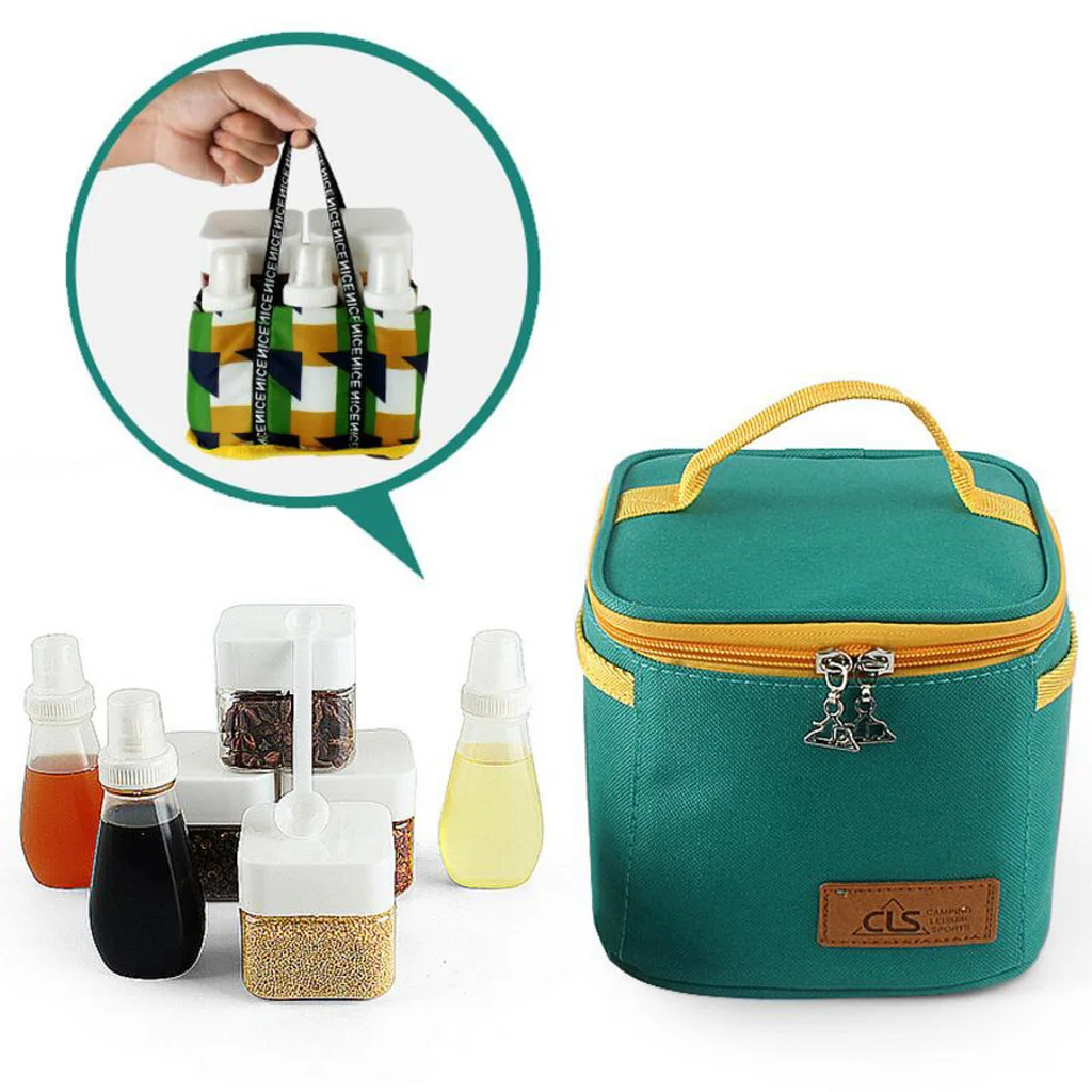 

6pcs Camping BBQ Spice Sugar Salt Pepper Storage Condiment Jar PET Bottle Transparent with Carry Bag for Outdoor Picnic BBQS