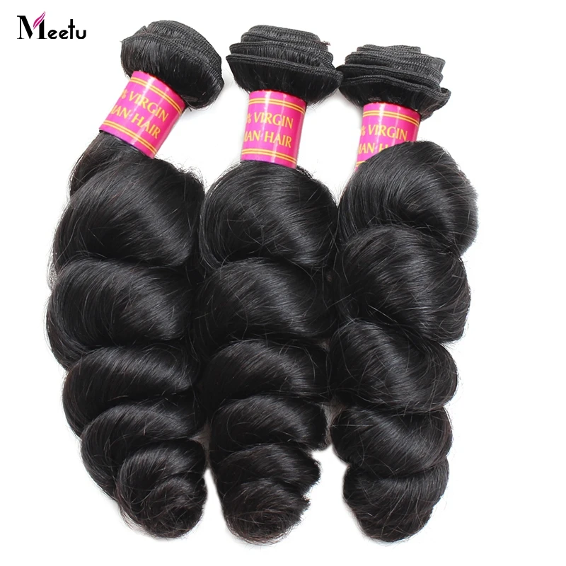 

Meetu Hair Malaysian Loose Wave Weave 3 Bundles Human Hair Extensions 300g Full Head Non Remy Hair Weave Bundles Promotion